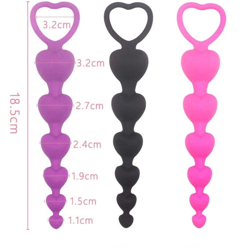 2022 New Heart Beads Soft Anal Plug Anus Toys Big Balls Silicone G-Spot Stimulating Butt Plugs Adult Sex Couple Sexy