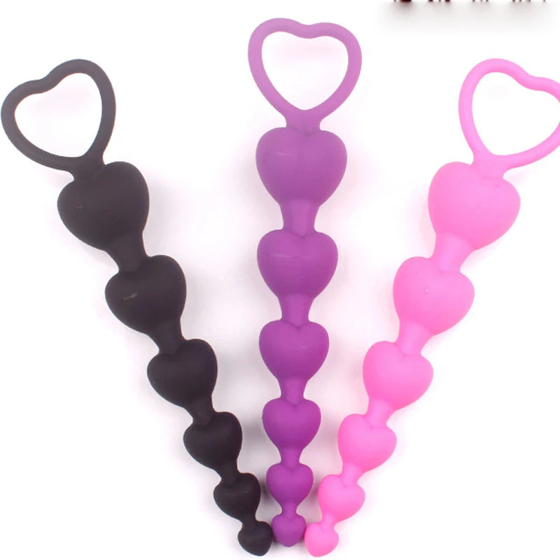 2022 New Heart Beads Soft Anal Plug Anus Toys Big Balls Silicone G-Spot Stimulating Butt Plugs Adult Sex Couple Sexy