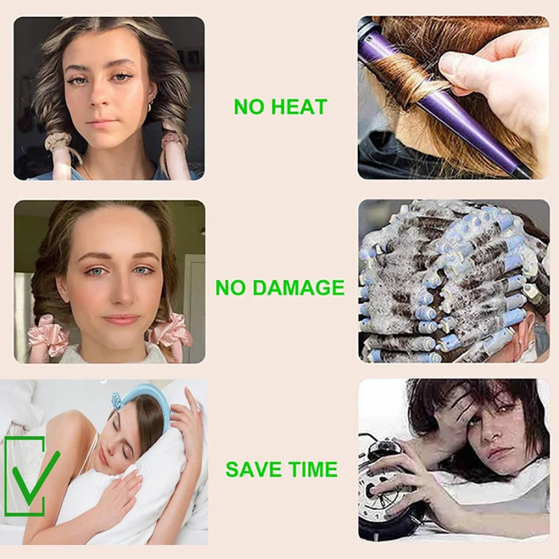 Heatless Hair Curlers Overnight Curling Iron Headband Lazy Curler Silk Hair Curler No Heat Long Short Hair Boucleur Cheveux