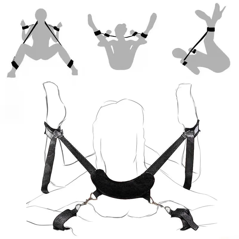 Sex Swing Adult Games Sex Toys for Couples Erotic Open Leg BDSM Bondage Restraints Nylon Chastity Ankle Handcuffs Kit Sex Shop