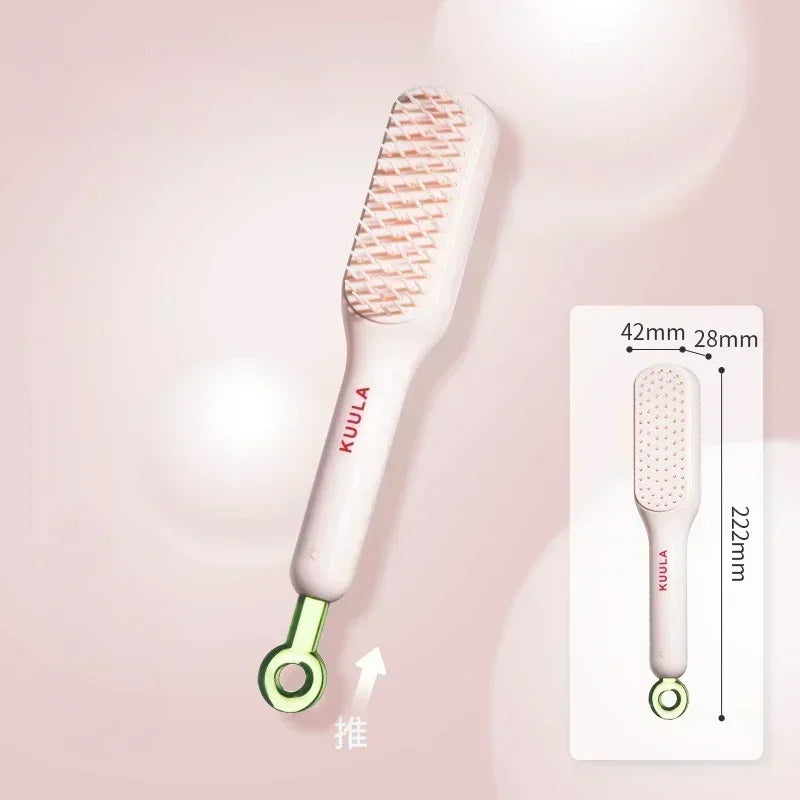1Pc Self-Cleaning Hair Comb anti Static Retractable One-Pull Massage Brush Rotating Lifting Hairbrush Safety Airbag Combs Barber
