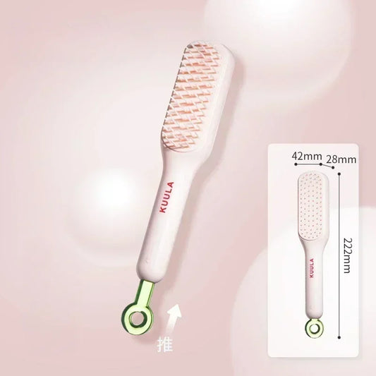 1Pc Self-Cleaning Hair Comb anti Static Retractable One-Pull Massage Brush Rotating Lifting Hairbrush Safety Airbag Combs Barber