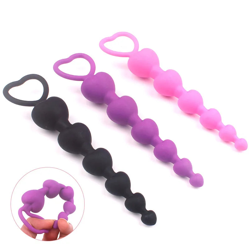 2022 New Heart Beads Soft Anal Plug Anus Toys Big Balls Silicone G-Spot Stimulating Butt Plugs Adult Sex Couple Sexy
