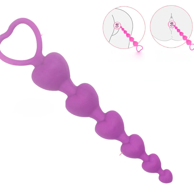 2022 New Heart Beads Soft Anal Plug Anus Toys Big Balls Silicone G-Spot Stimulating Butt Plugs Adult Sex Couple Sexy